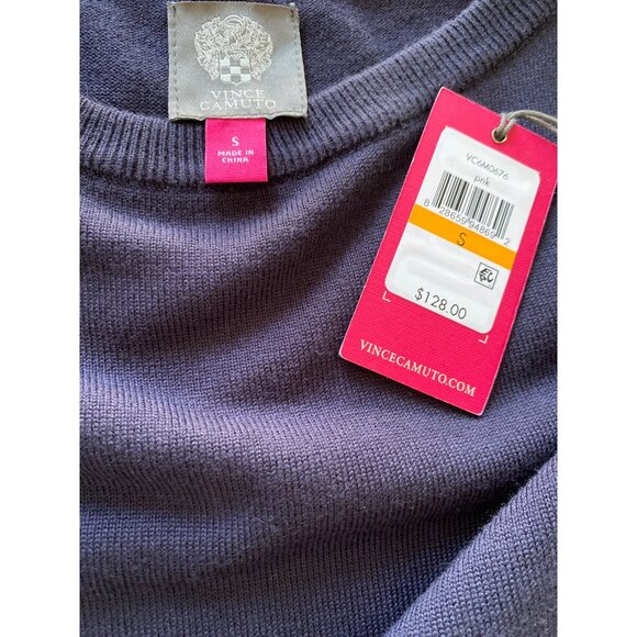 Vince Camuto NWT $128 Knit Fit & Flare Dress, Navy Red Gray Striped Trim Size S - Picture 7 of 8